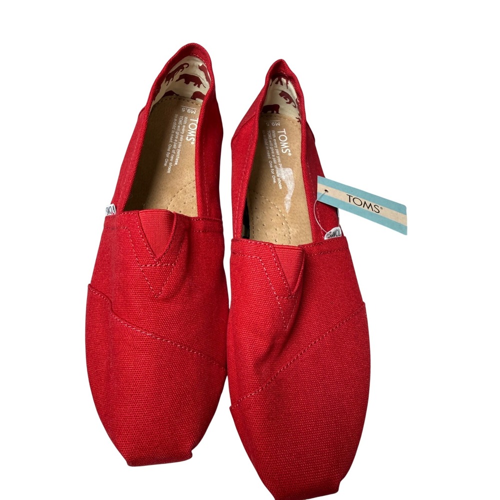TOMS Menโ Alpargata Red Canvas Slip On Loafers Shoes RED Size 9.5 NEW